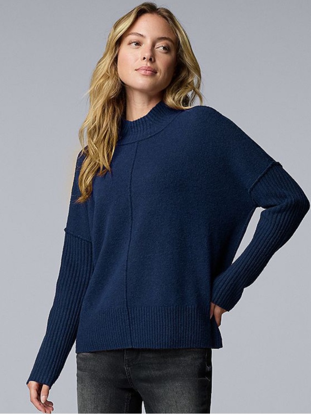 NWT Simply Vera Vera Wang luxe cashmere blend Mockneck sweater size XS